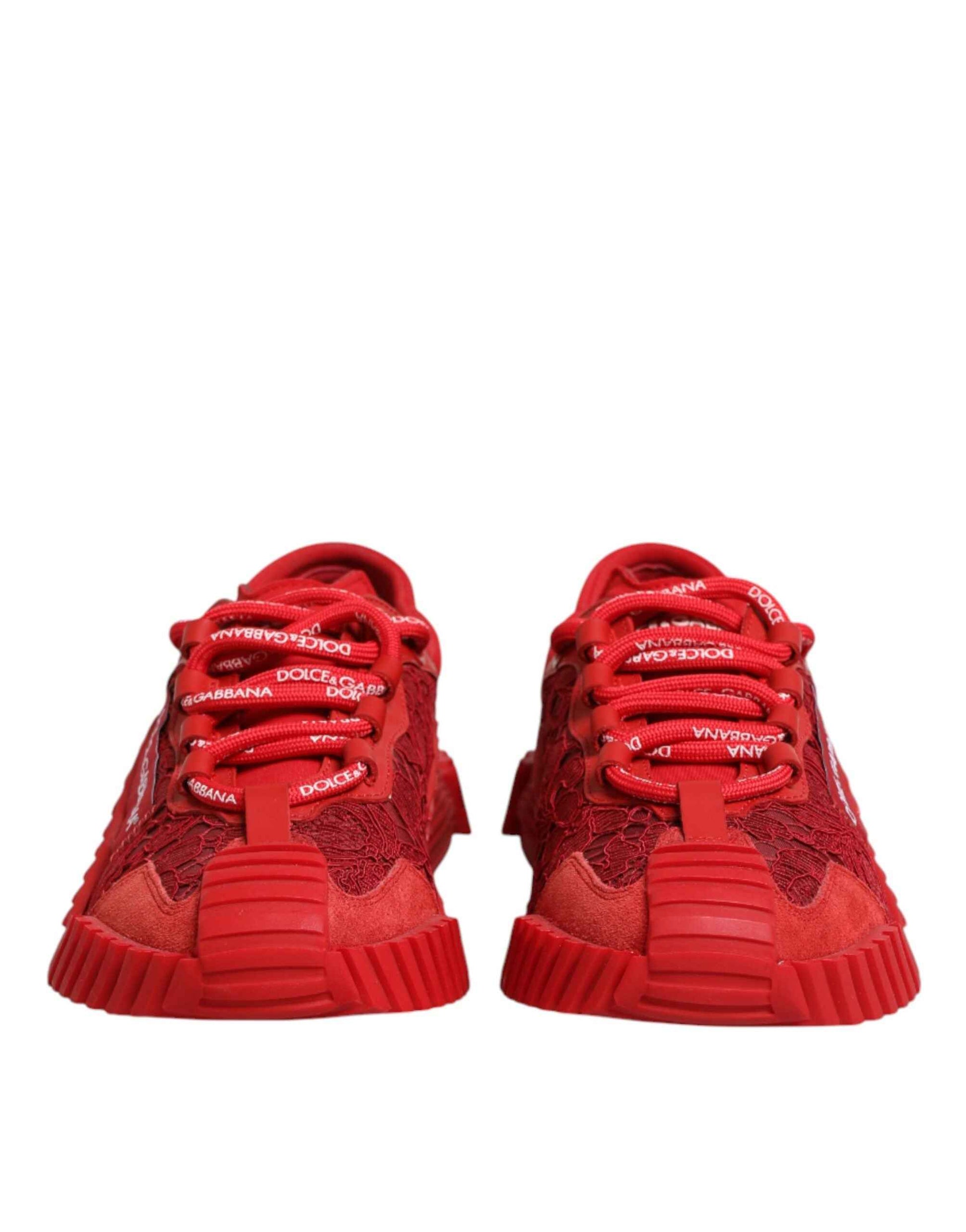 Dolce & Gabbana Red Logo Lace Low Top NS1 Sneakers Shoes