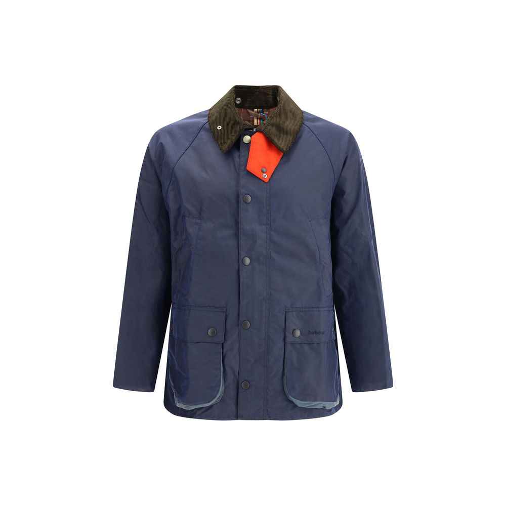 Barbour Waxed Jacket with a corded velvet collar