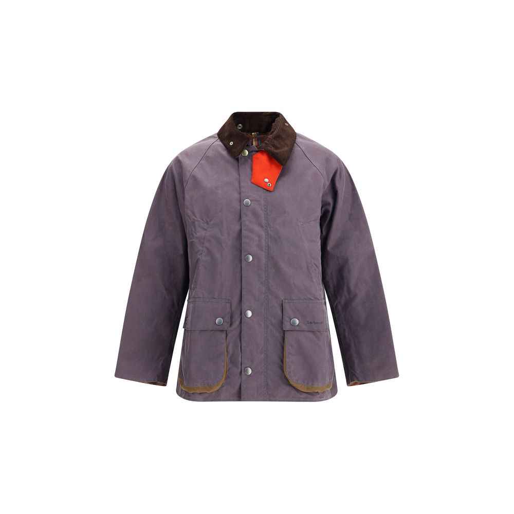 Barbour Waxed Jacket with a corded velvet collar