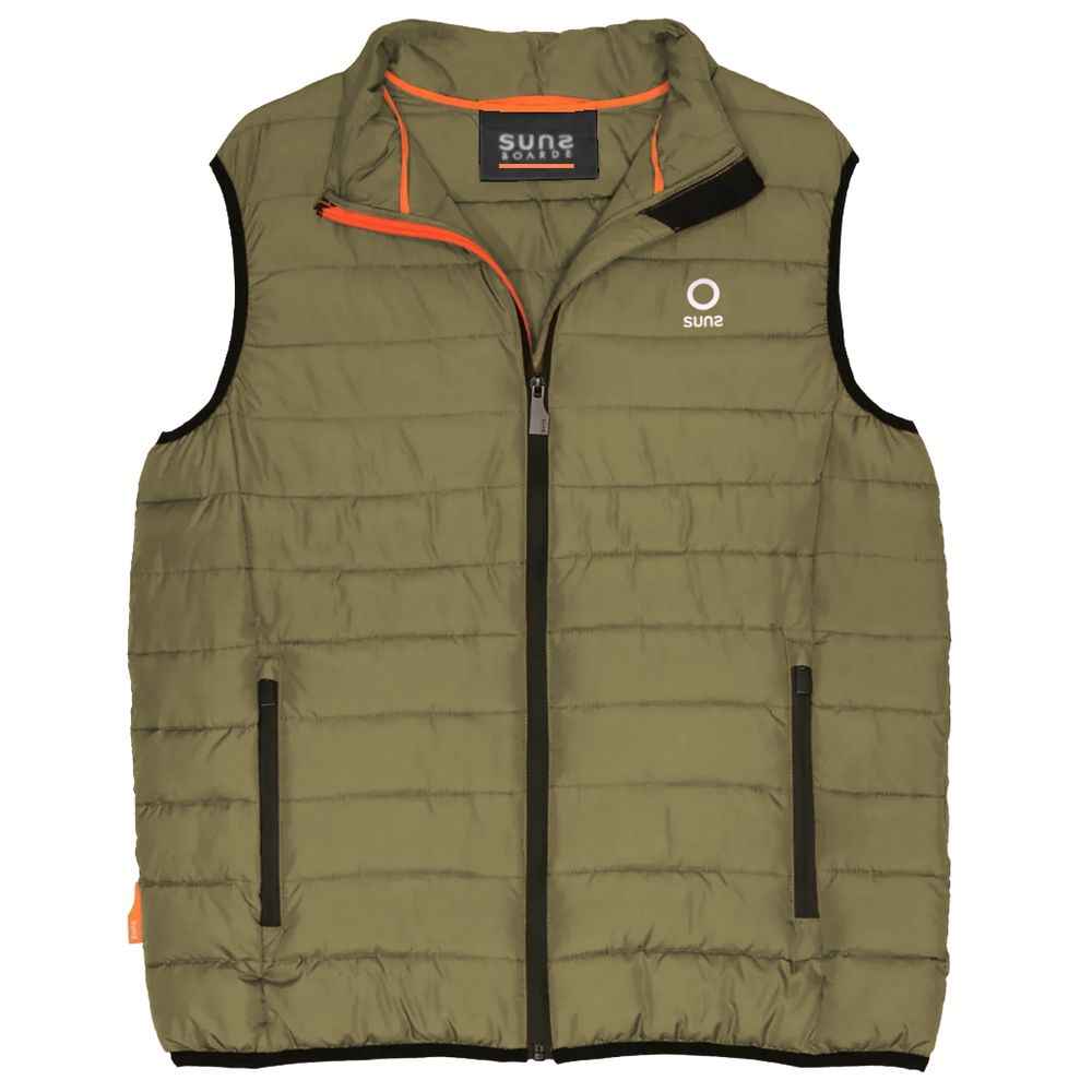 Suns Green Polyester Sleveless Jacket
