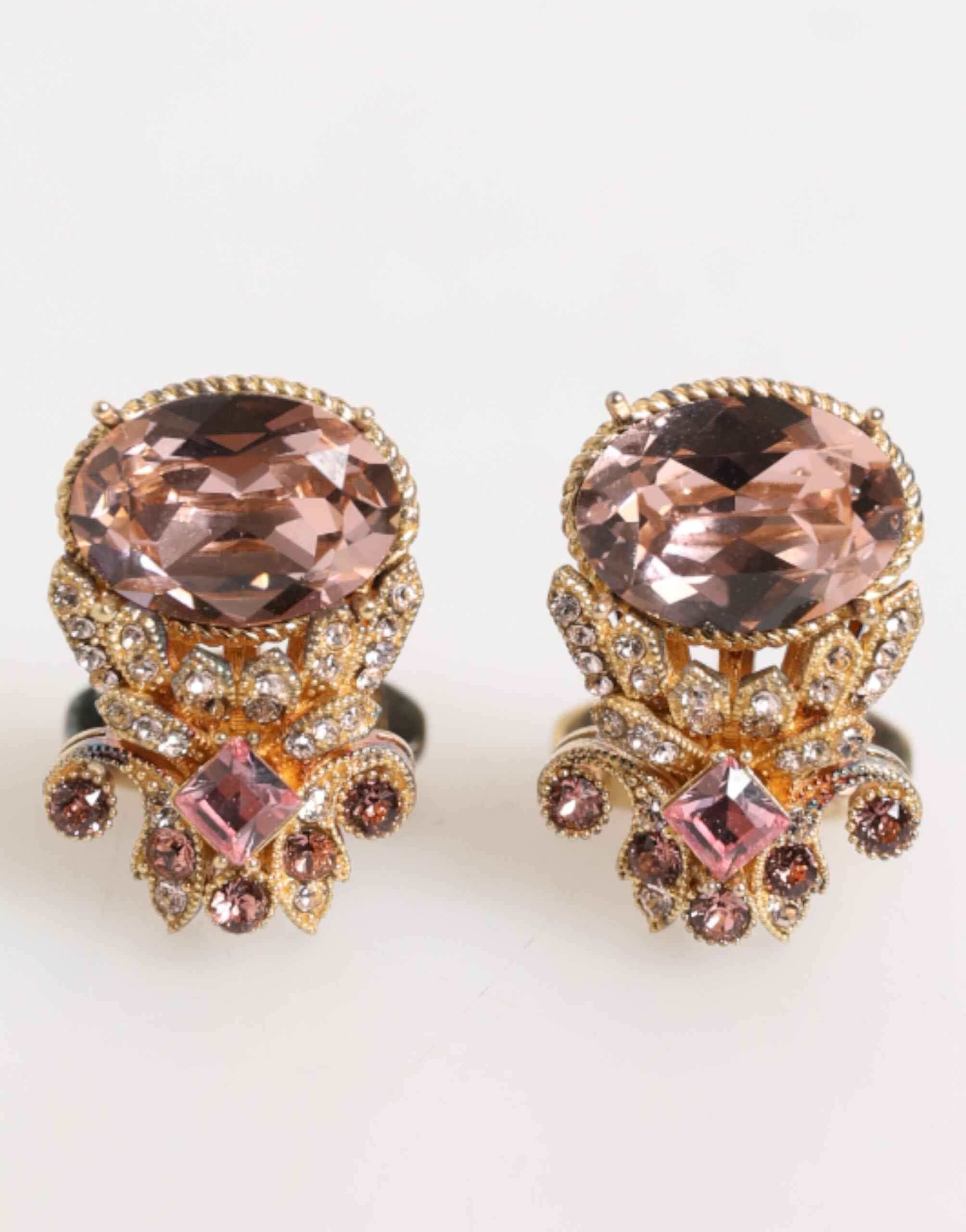 Dolce & Gabbana Gold Tone 925 Sterling Silver Crystal Accessory Cufflinks