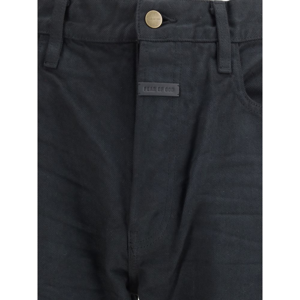 Fear Of God Black Cotton Straight-Leg Jeans