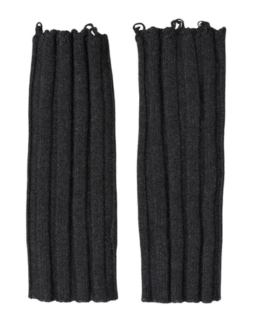 Dolce & Gabbana Black Virgin Wool Knitted Fingerless Gloves