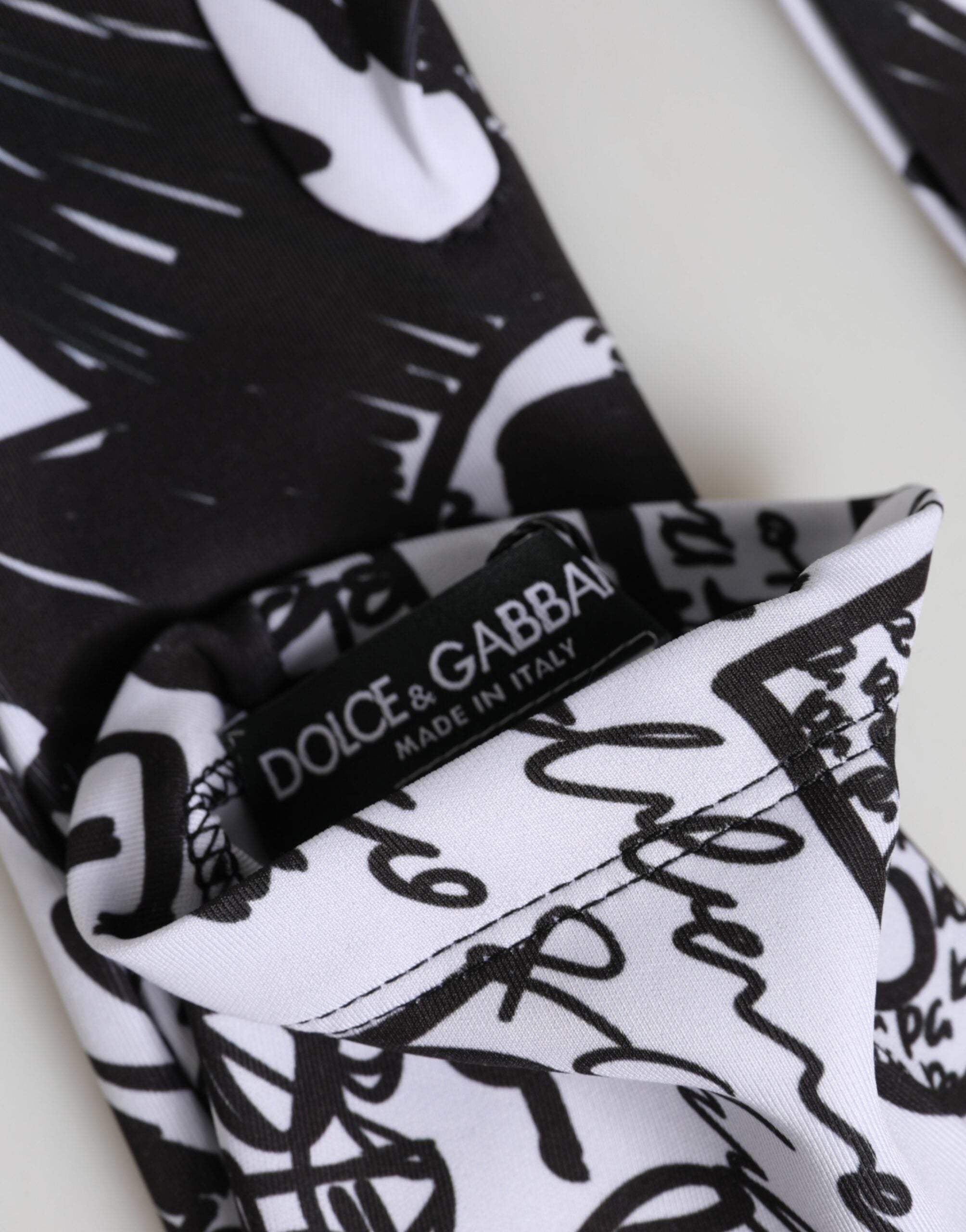 Dolce & Gabbana Gloves Black White DG Logo Elbow Length Mitten