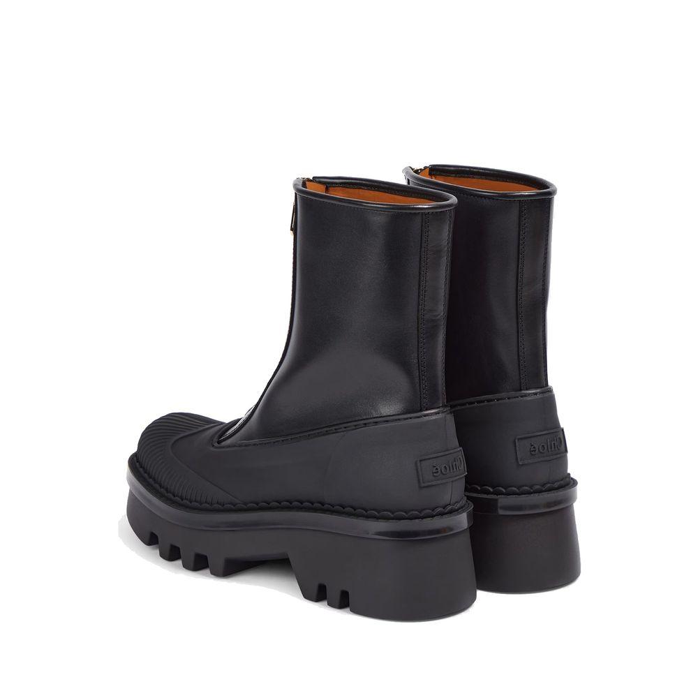 Chloé Black Calfskin Lace-Up Boots