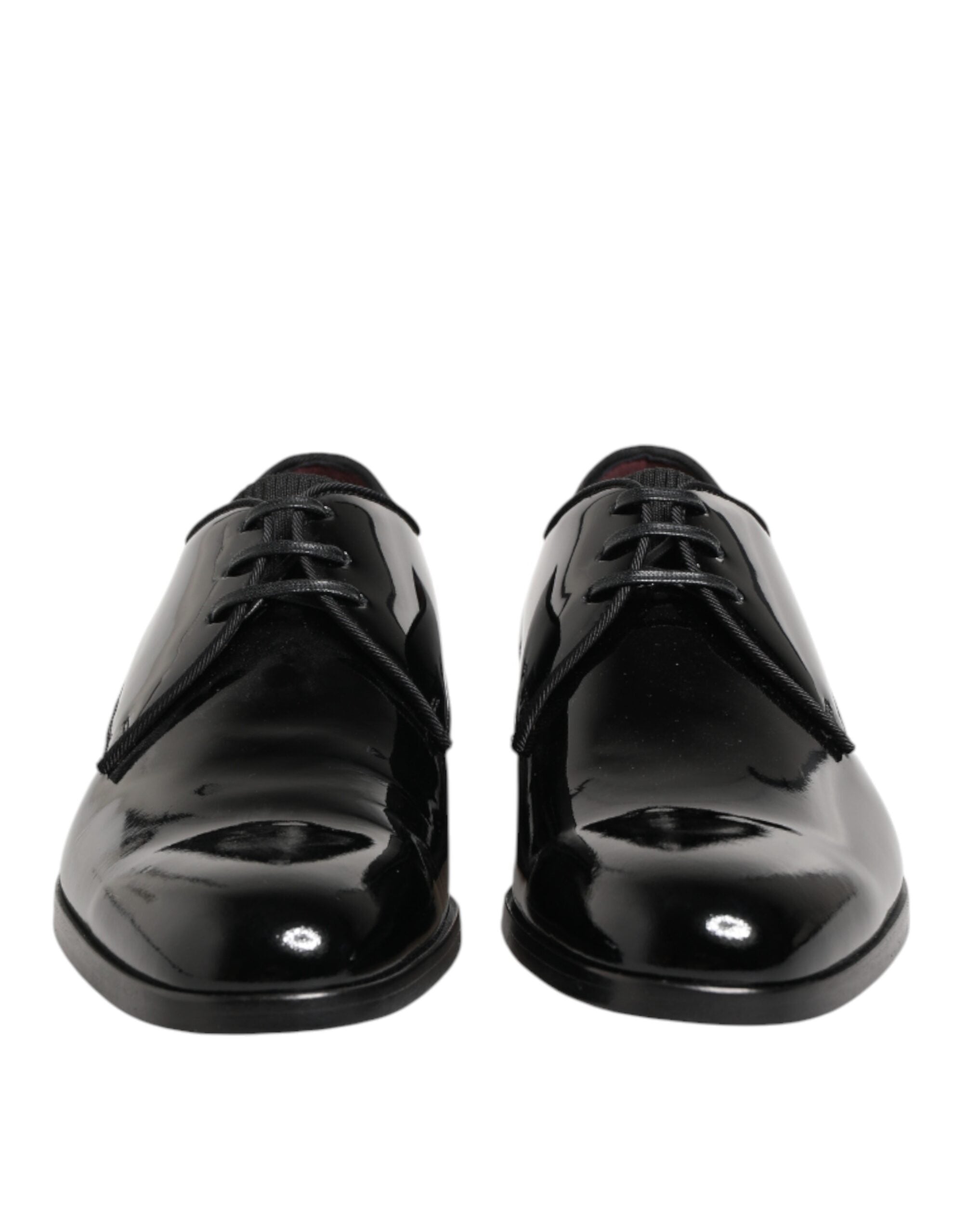 Dolce & Gabbana Black Calfskin Leather Derby Dress Shoes