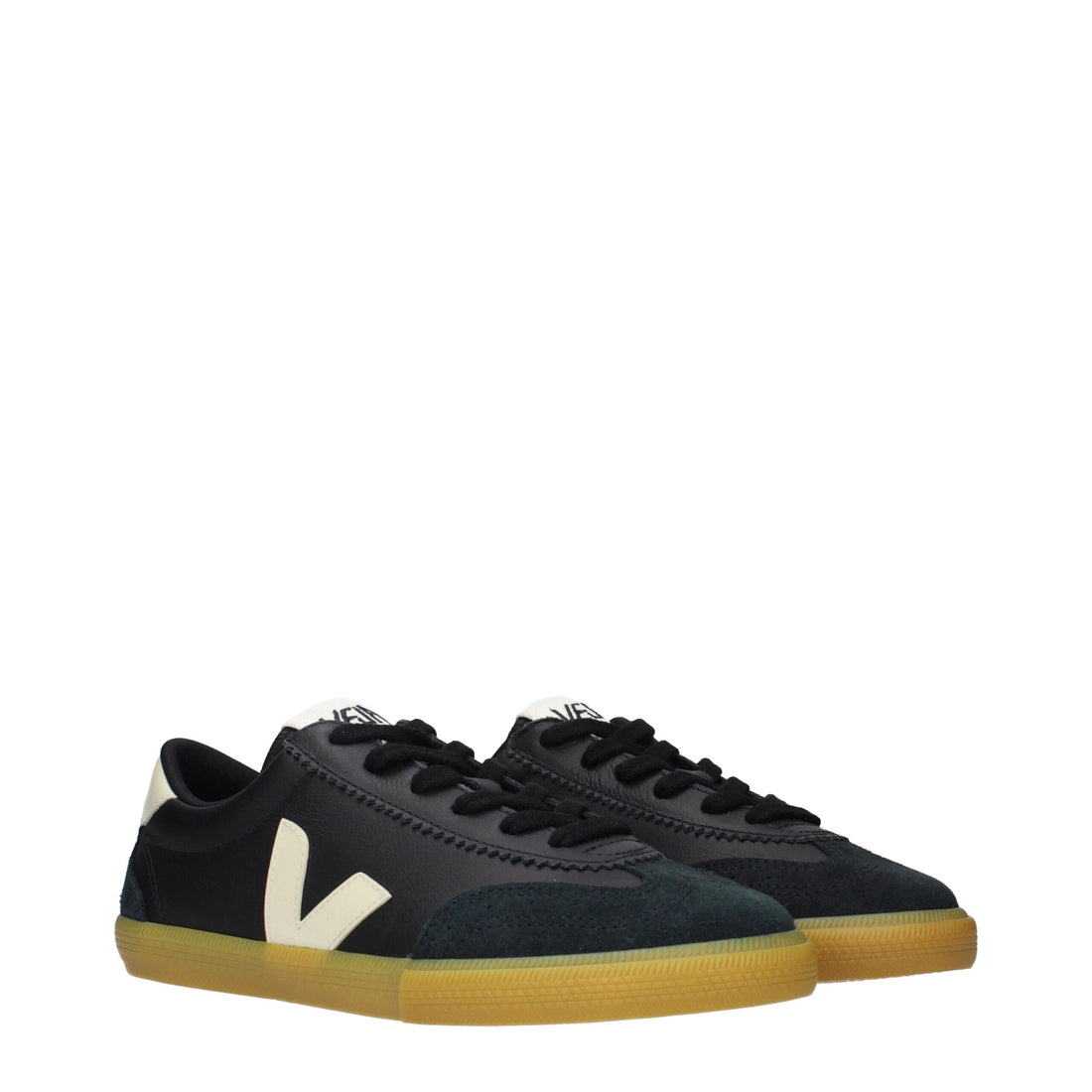Veja Black Leather Low Top Sneakers