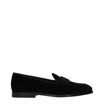 Dolce & Gabbana Black Velvet Slip-On Loafers