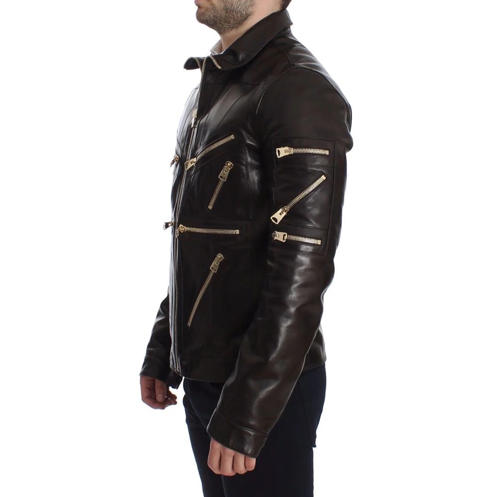Dolce & Gabbana Brown Lambskin Jackets & Coat