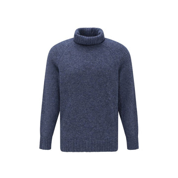 Brunello Cucinelli Blue Alpaca Leather Turtleneck