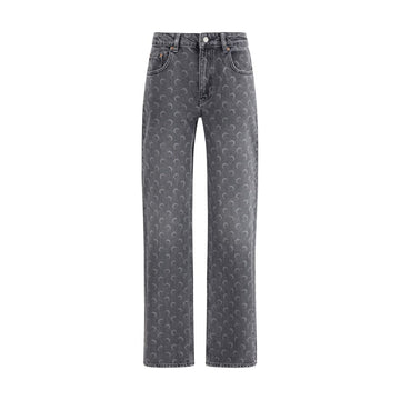 Marine Serre Gray Cotton Straight-Leg Jeans