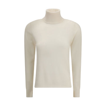 Max Mara White Wool Turtleneck