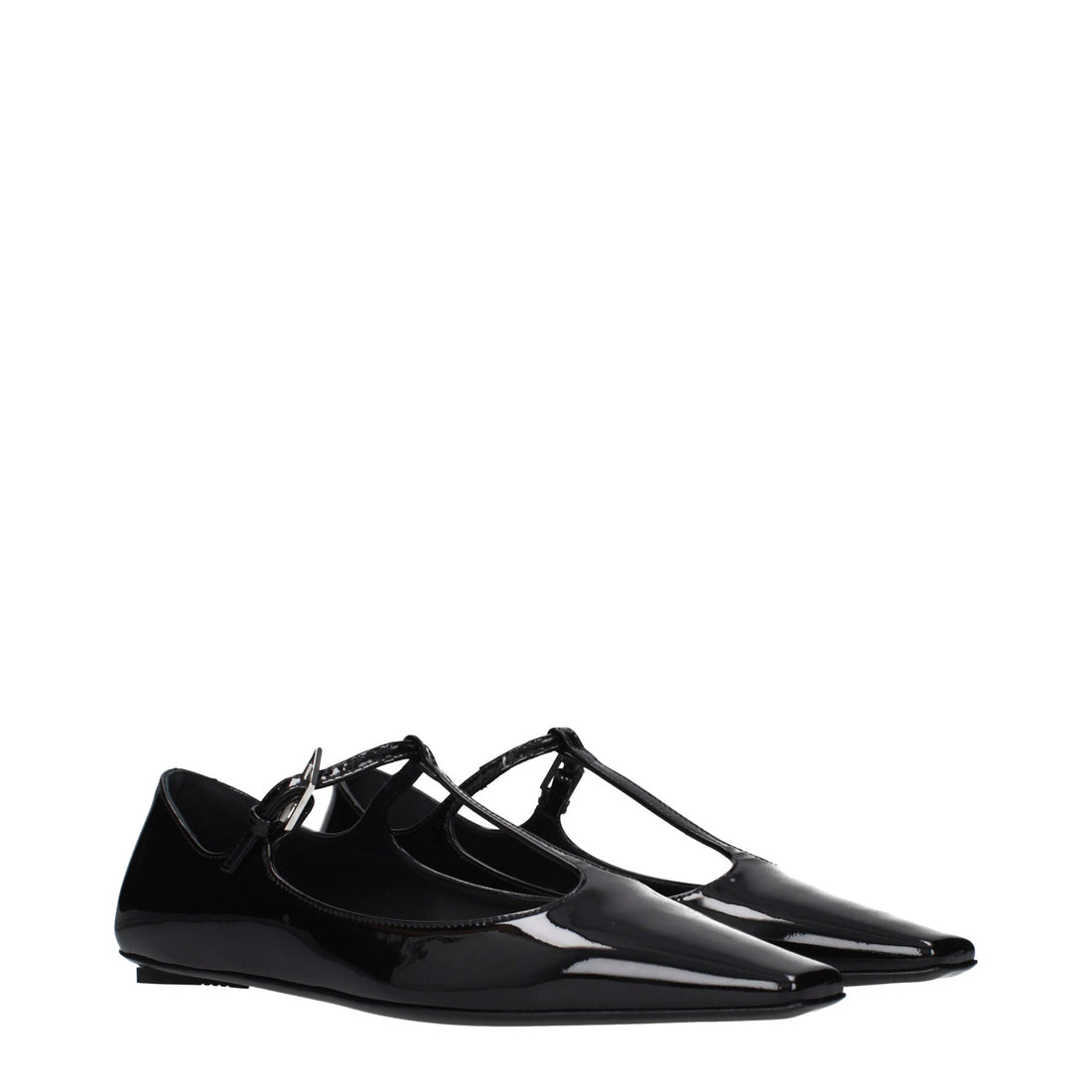 The Attico Black Leather Ballet Flats