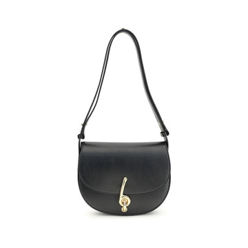 Burberry Black Calf Leather Bos Taurus Shoulder Bag