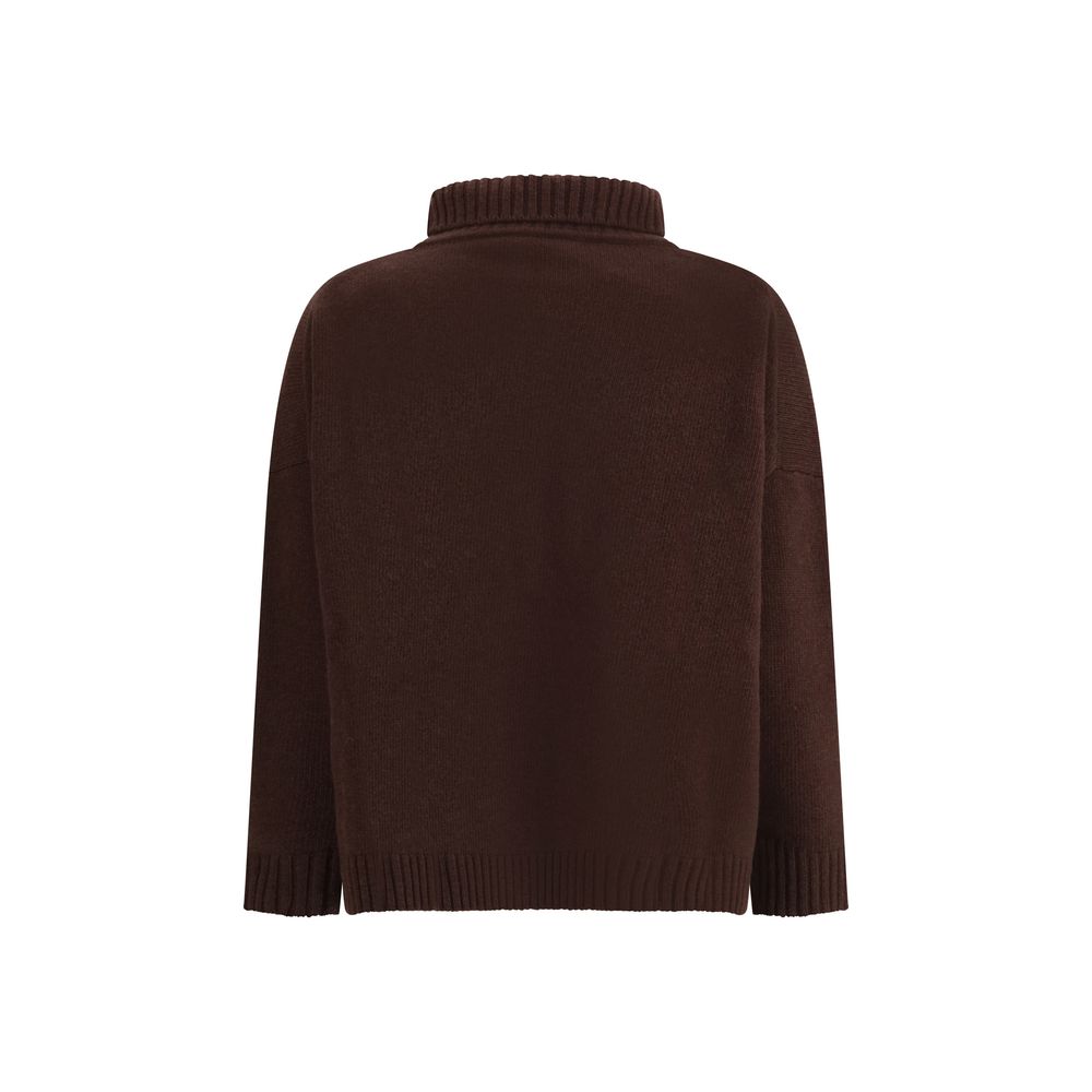 Max Mara Brown Fleece Wool Turtleneck