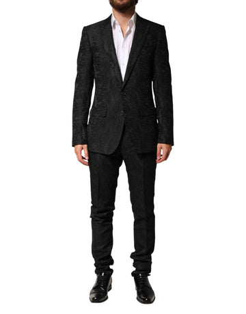 Dolce & Gabbana Black Brocade Single Breasted 2 Piece Suit