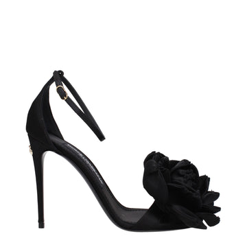 Dolce & Gabbana Black Satin Stiletto Heel Sandals