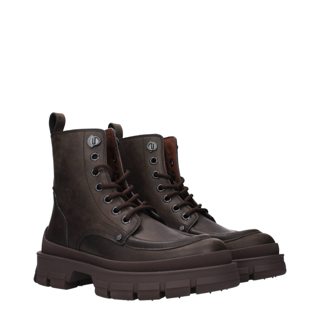 Moncler Brown Leather Ankle Boots