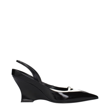 Givenchy Black Leather Wedge Sandals