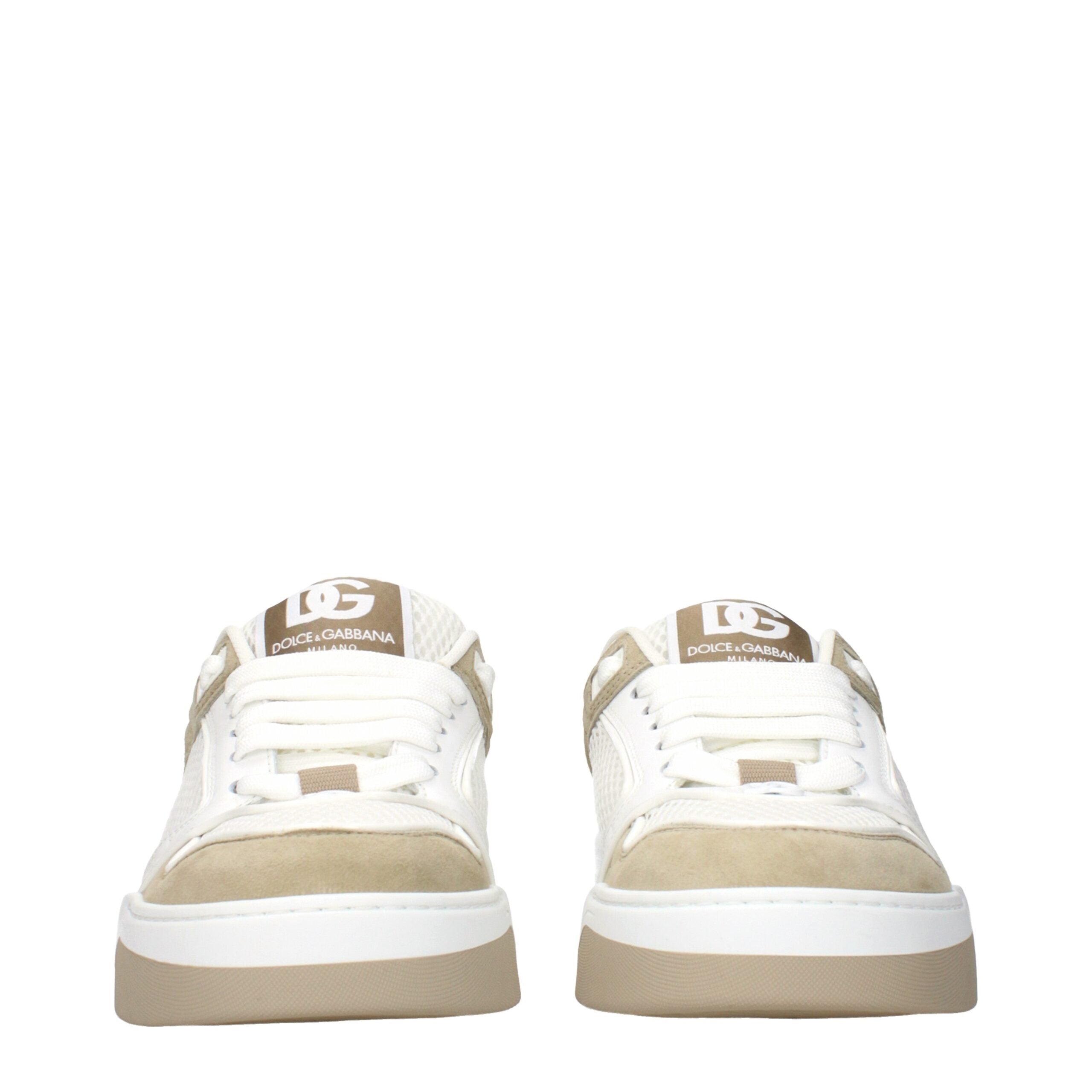 Dolce & Gabbana White Fabric Low Top Sneakers