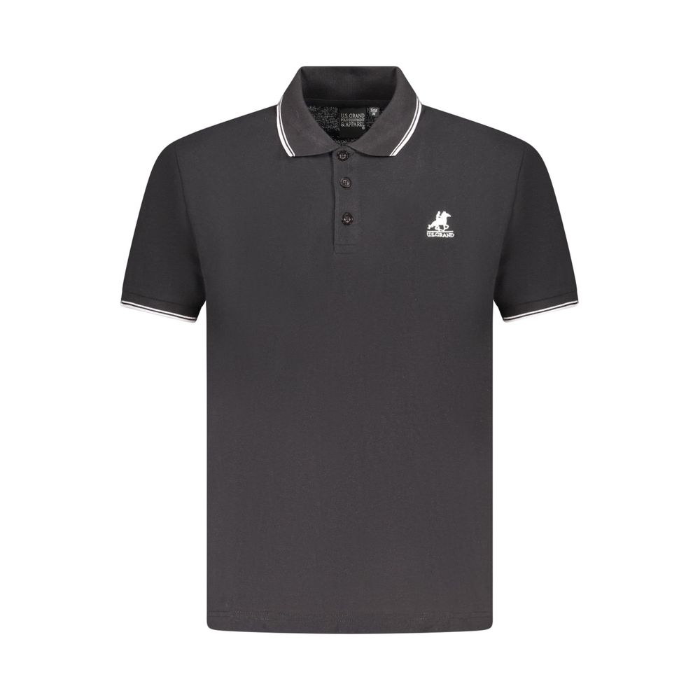 U.S. Grand Polo Black Cotton Mens Polo Shirt