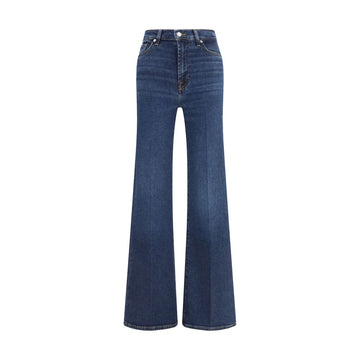 7FOR Blue Cotton Flared Jeans