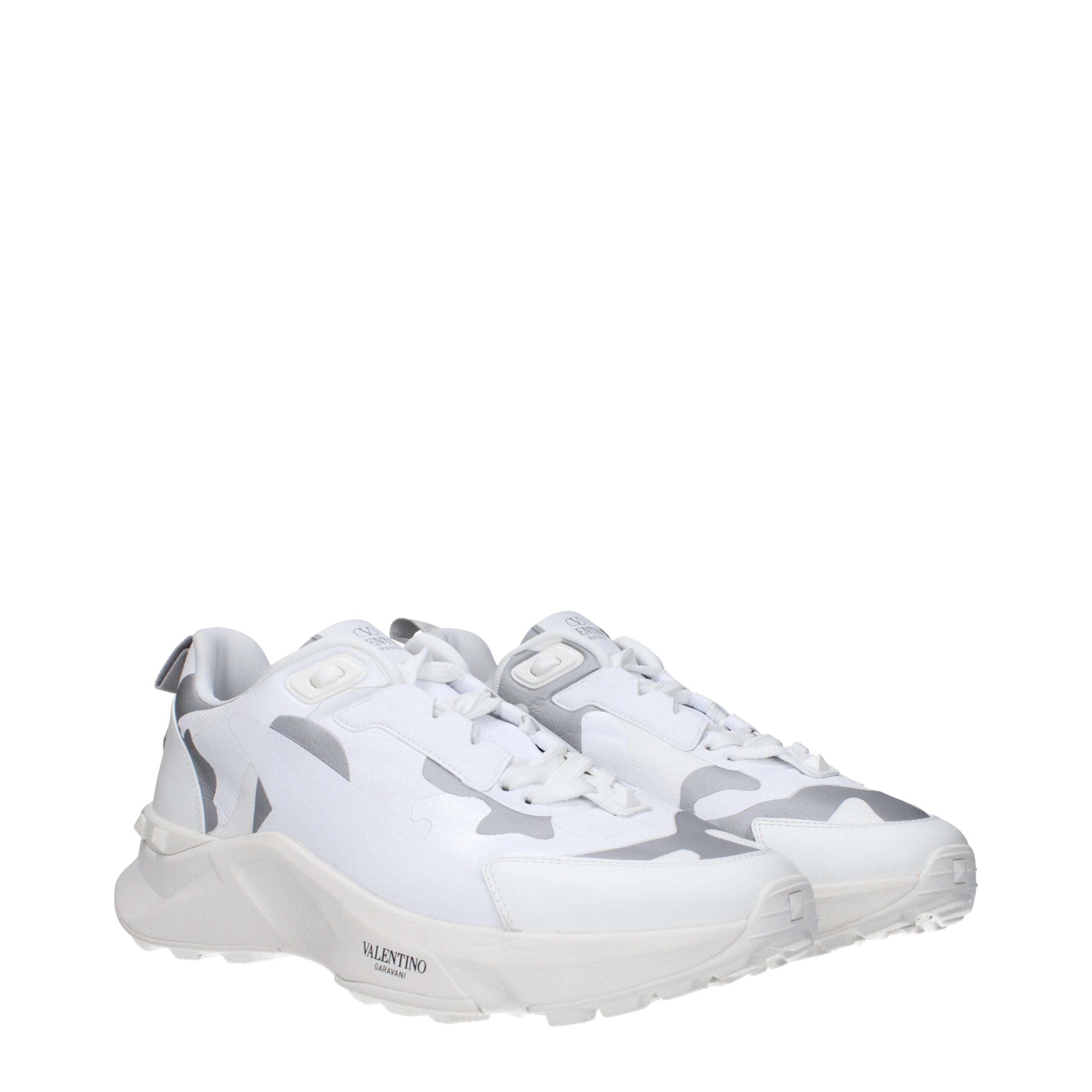 Valentino Garavani White Fabric Athletic Sneakers