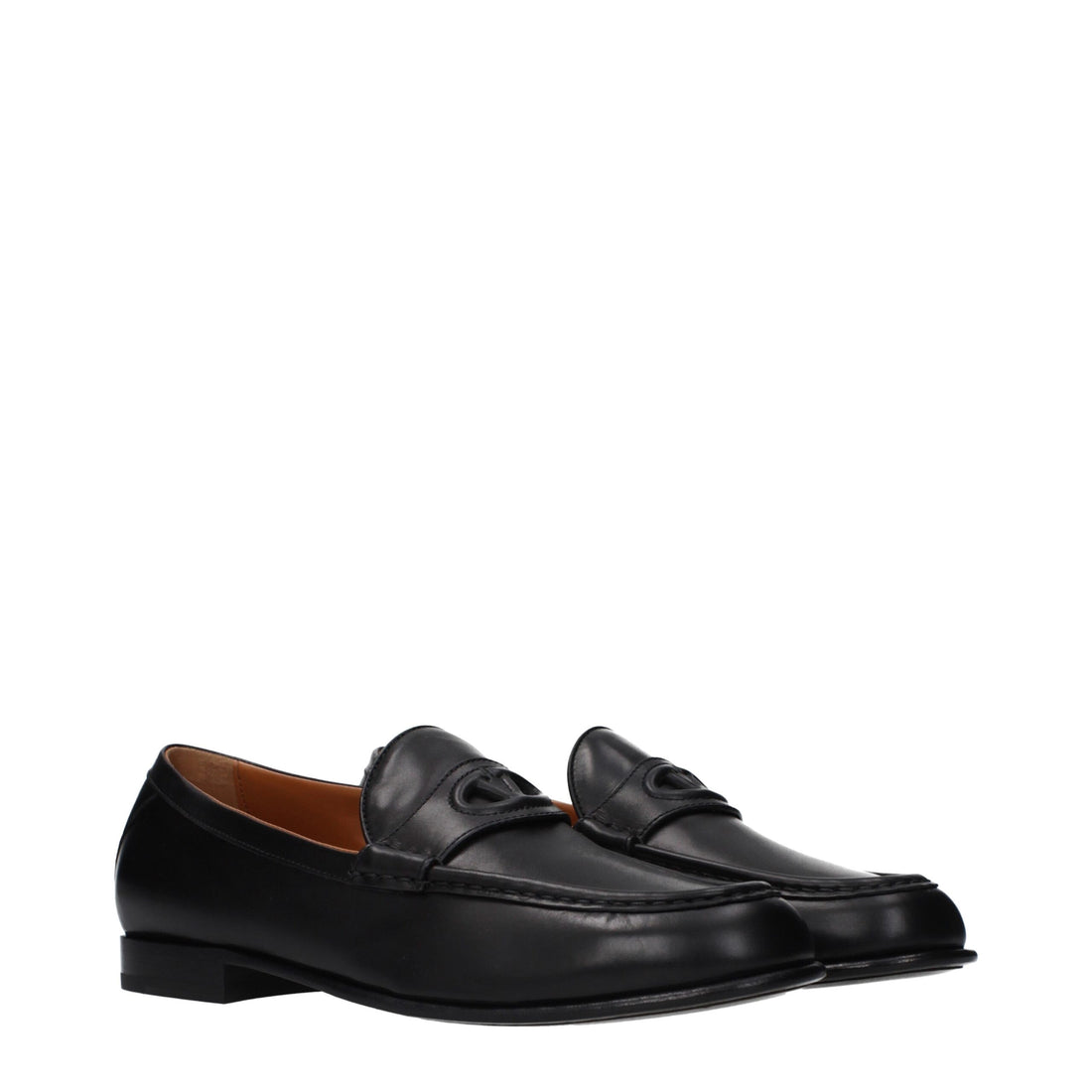 Valentino Garavani Black Leather Slip-On Loafers