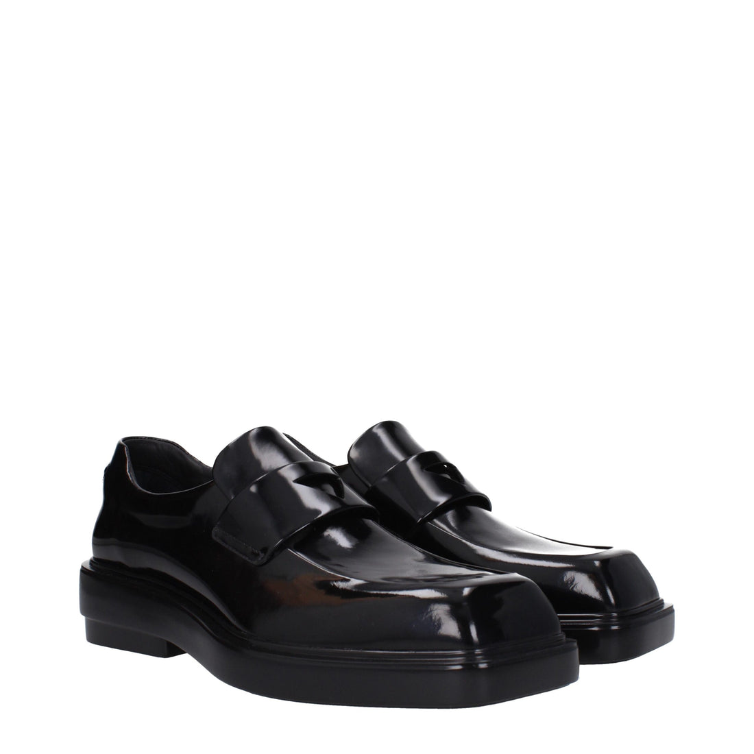 Prada Black Leather Slip-On Loafers
