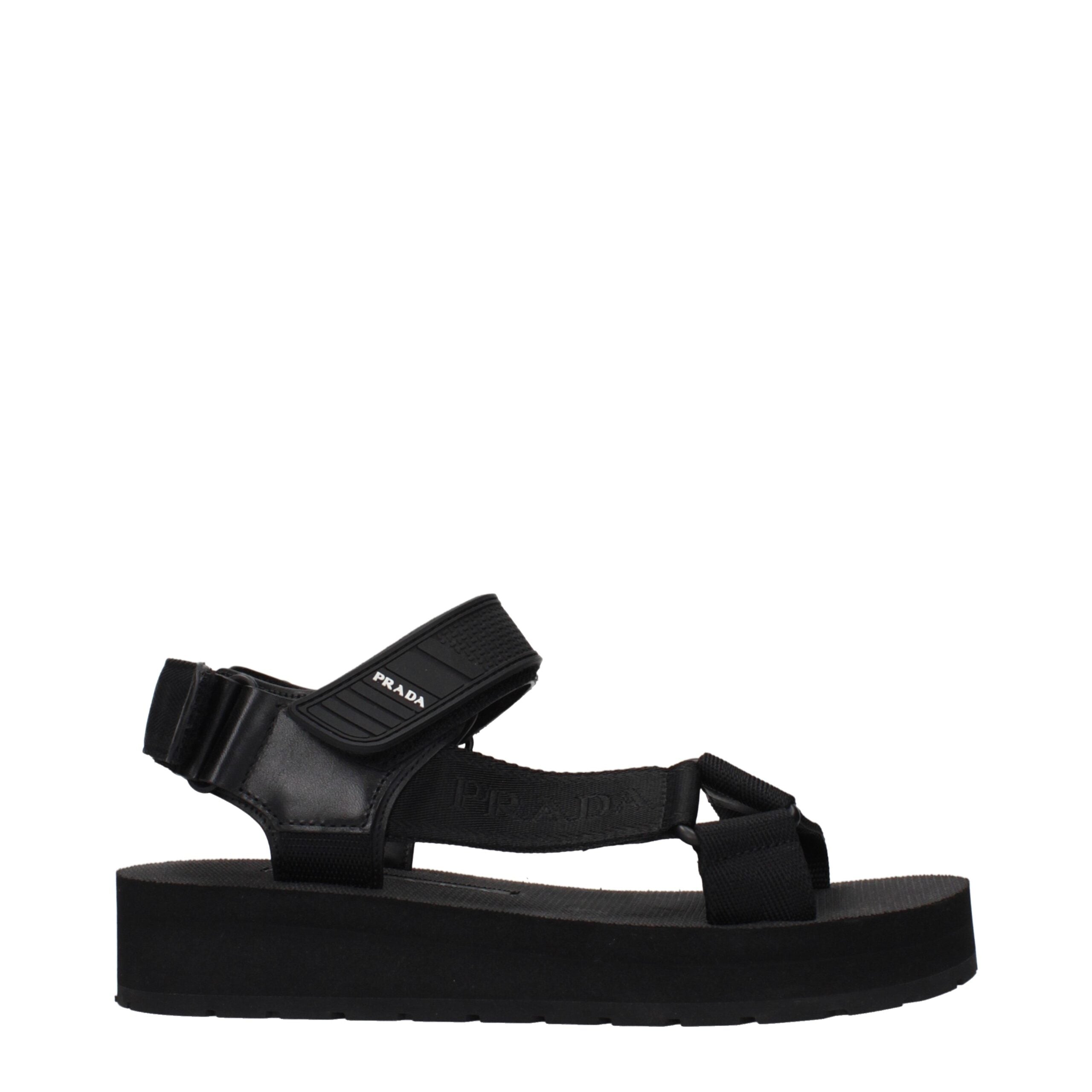 Prada Black Fabric Flat Sandals