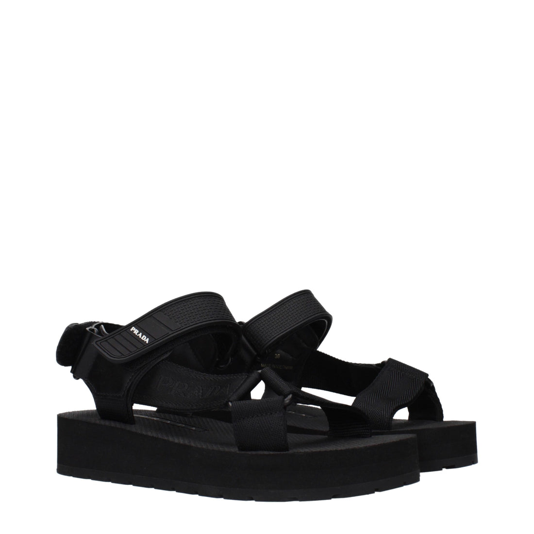 Prada Black Fabric Flat Sandals