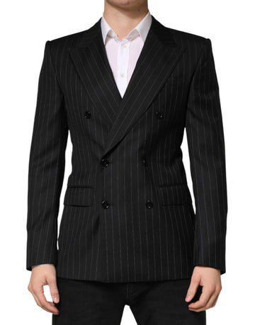 Dolce & Gabbana Black Stripes Double Breasted 2Button Blazer