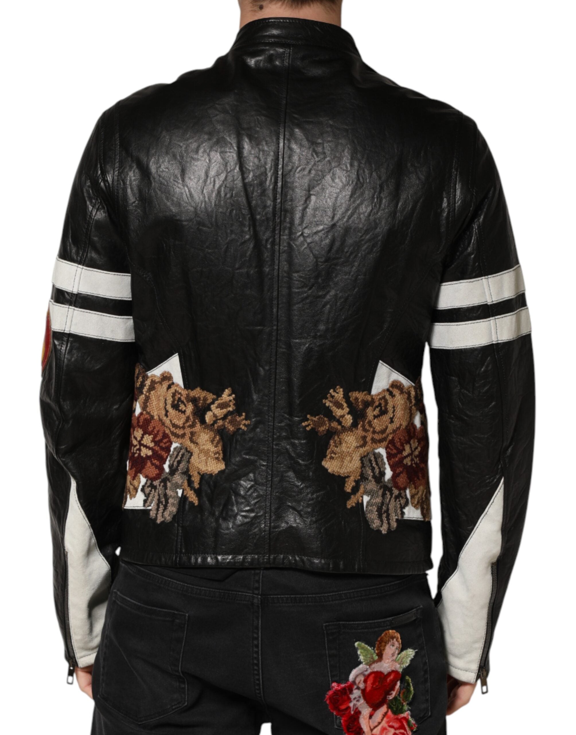 Dolce & Gabbana Black Guns n' Roses FullZip Men Biker Jacket