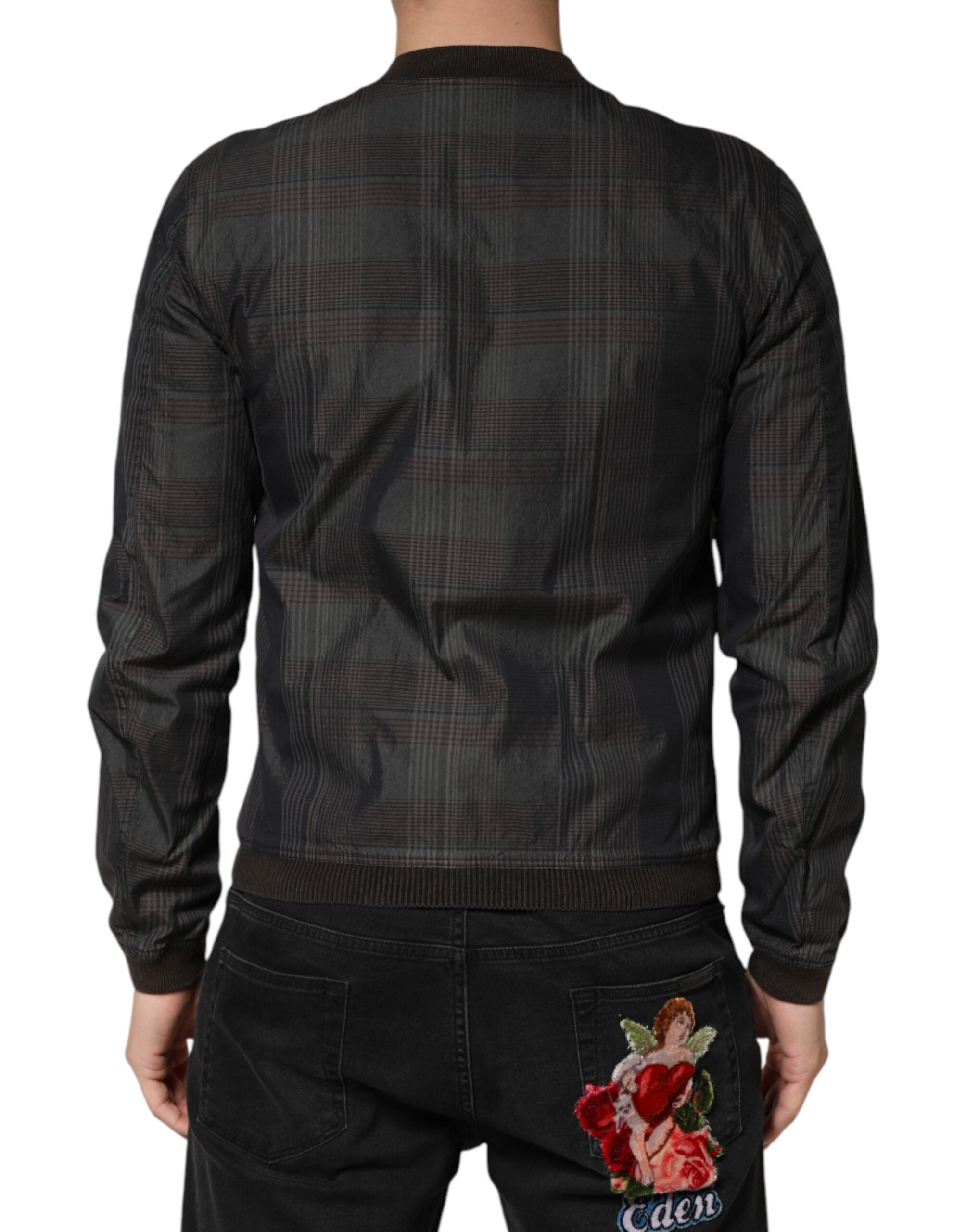 Dolce & Gabbana Black Stripes Cotton Full Zip Bomber Jacket